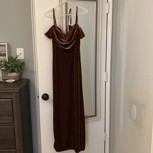 Rust color Revelry, velvet long dress.